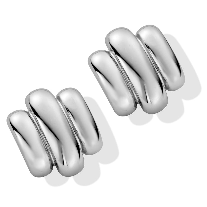 Silver Curve 3 Band Studs
