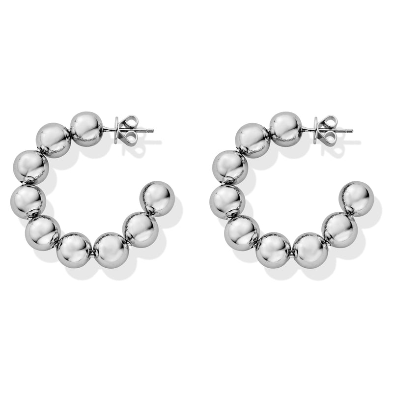 Silver Ball Hoops