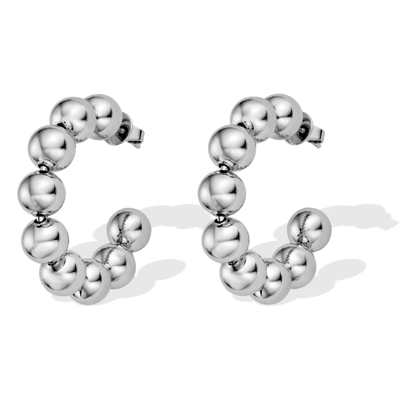 Silver Ball Hoops