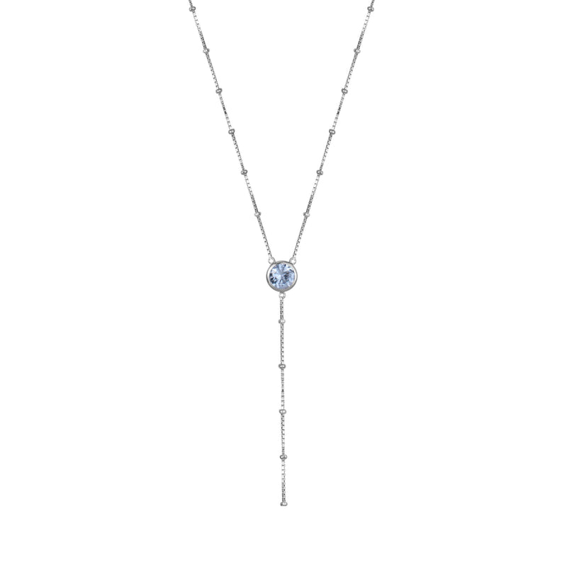 Silver Dot Chain Necklace with Aqua Stones - Sale