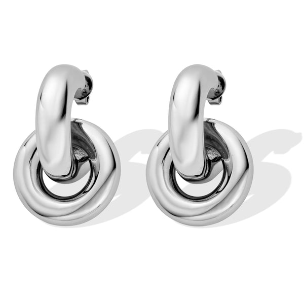Silver Double Circle Hoops