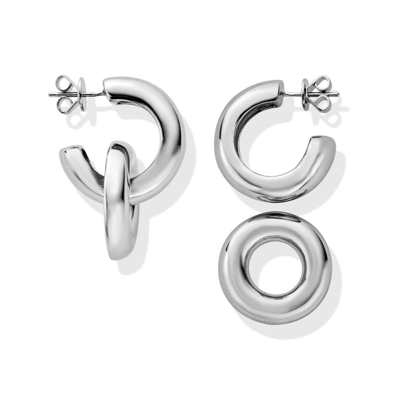Silver Double Circle Hoops