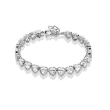 Silver Heart Tennis Bracelet with White Stones