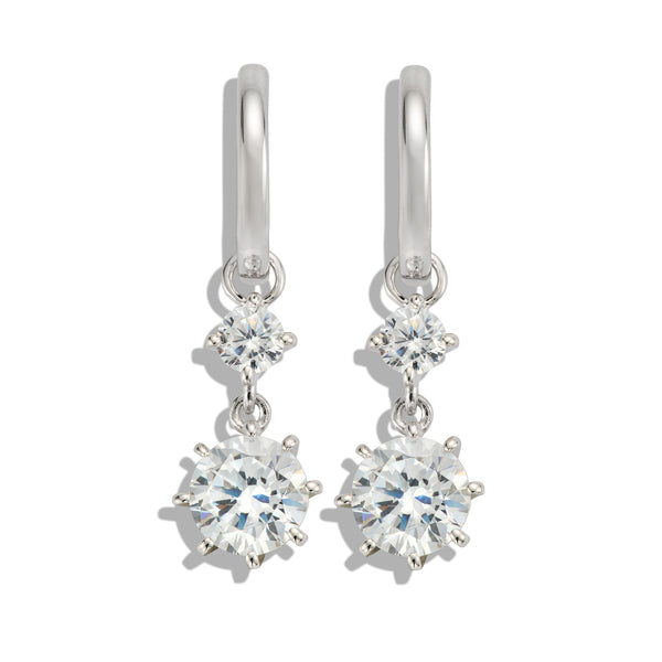 Silver Double Drop Huggies