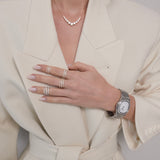 Silver Swirl Ring with White Stones