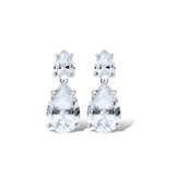 Silver Double Pear Drop Studs