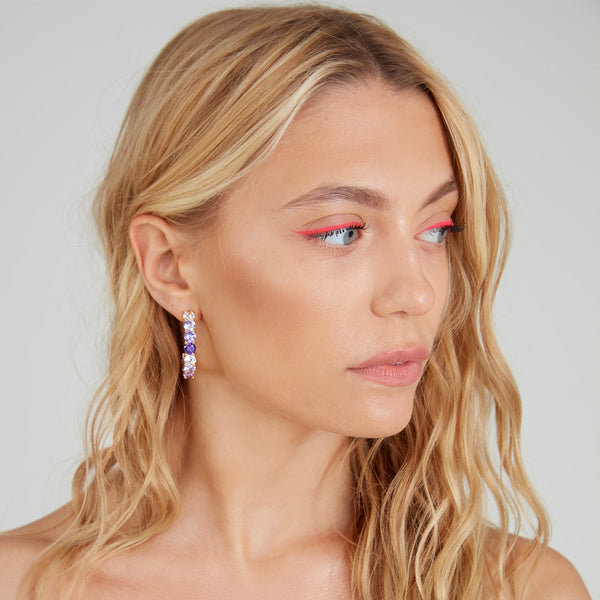 Gold Large Ombre Hoops with Purple Stones - Sale