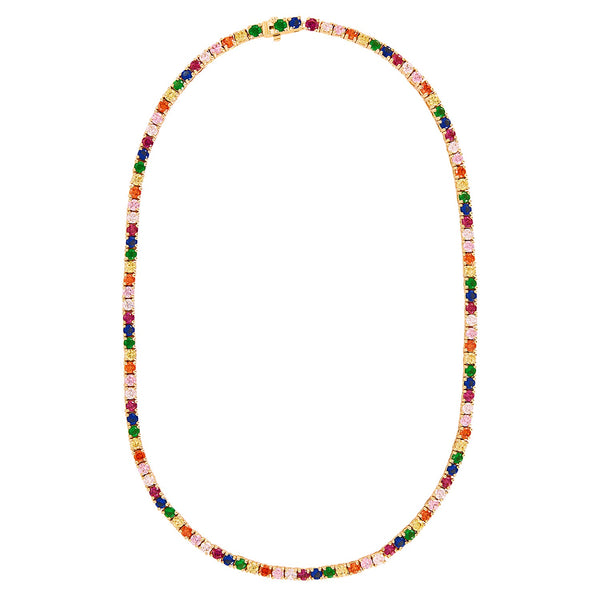 Gold Rainbow Tennis Necklace - Sale
