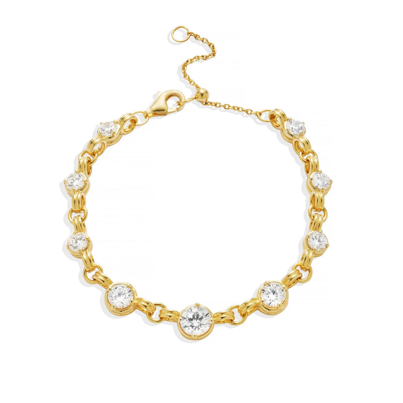 Gold Round Stone Chain Bracelet