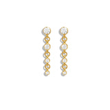 Gold Round Stone Chain Earrings