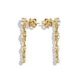 Gold Round Stone Chain Earrings