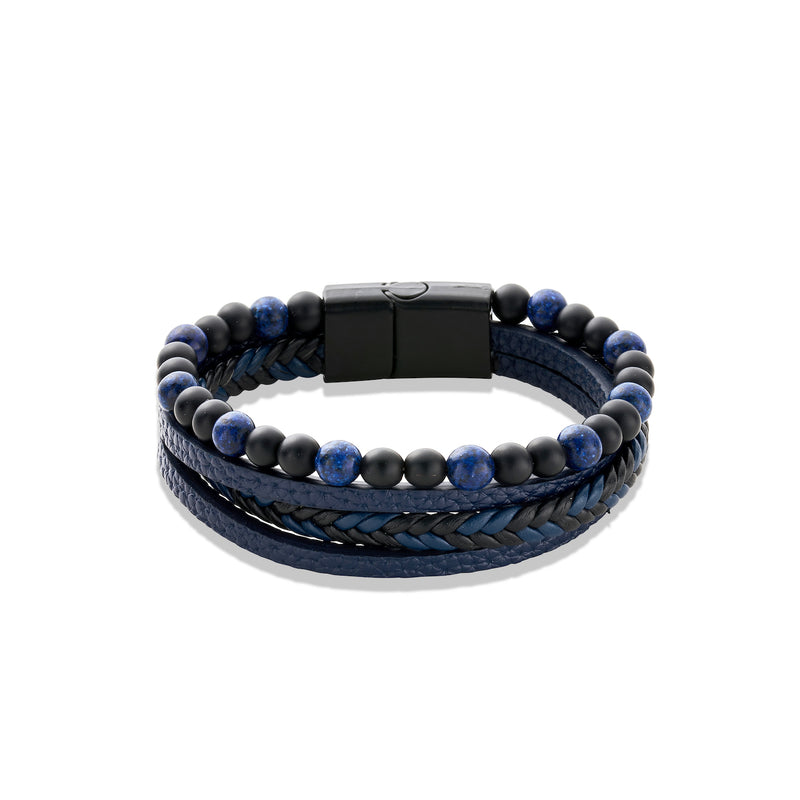 Blue Lapis PU Leather Multi Bracelet