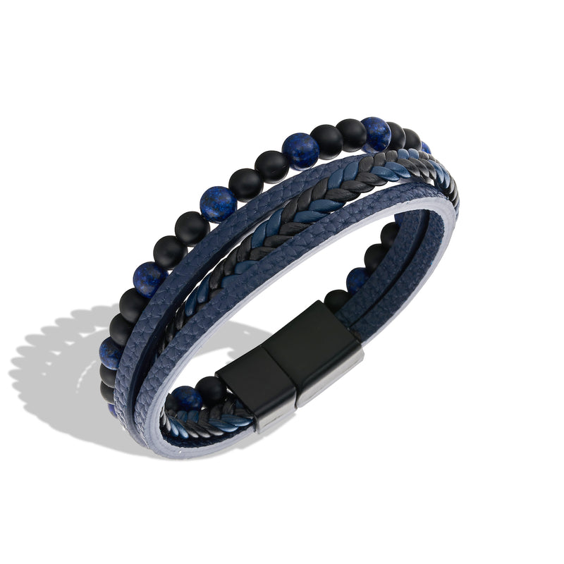 Blue Lapis PU Leather Multi Bracelet