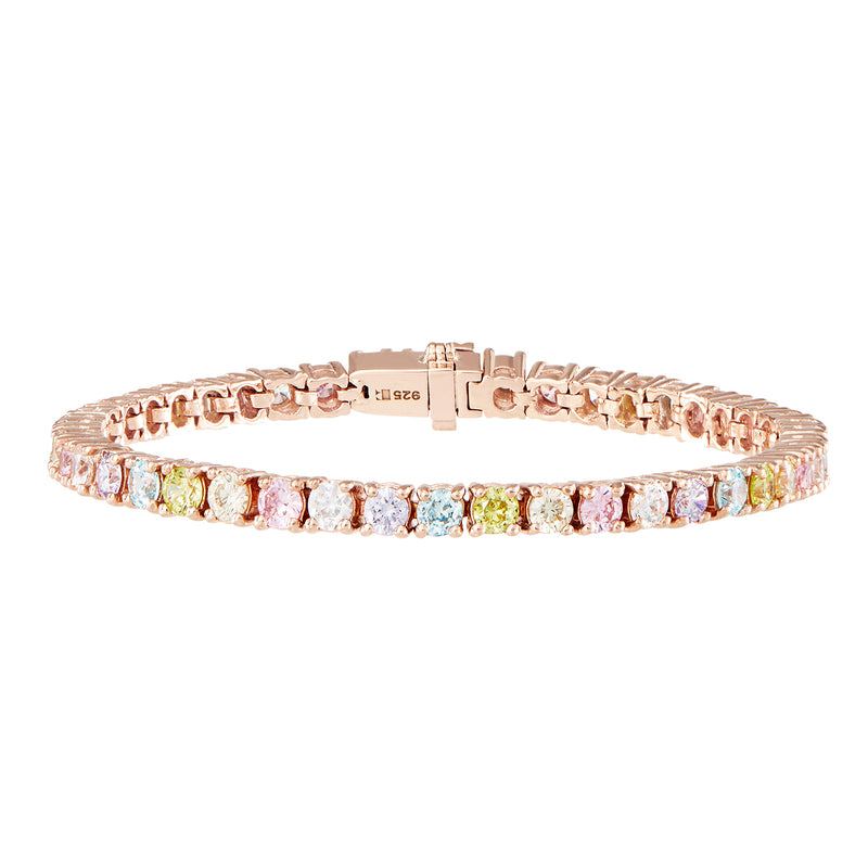 Rose Gold Pastel Rainbow Tennis Bracelet