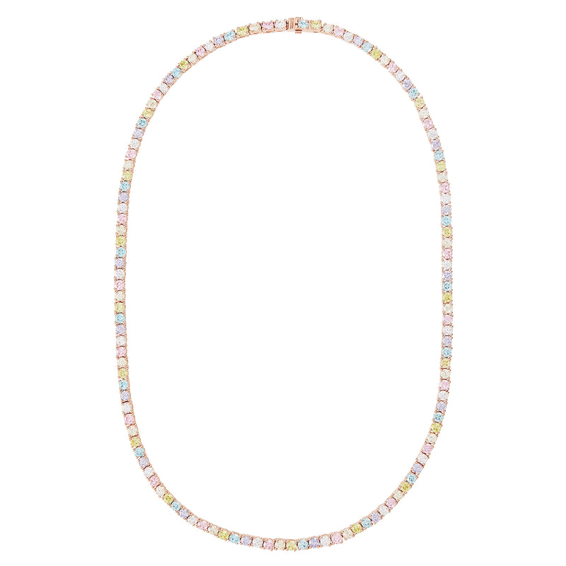 Rose Gold Pastel Rainbow Tennis Necklace