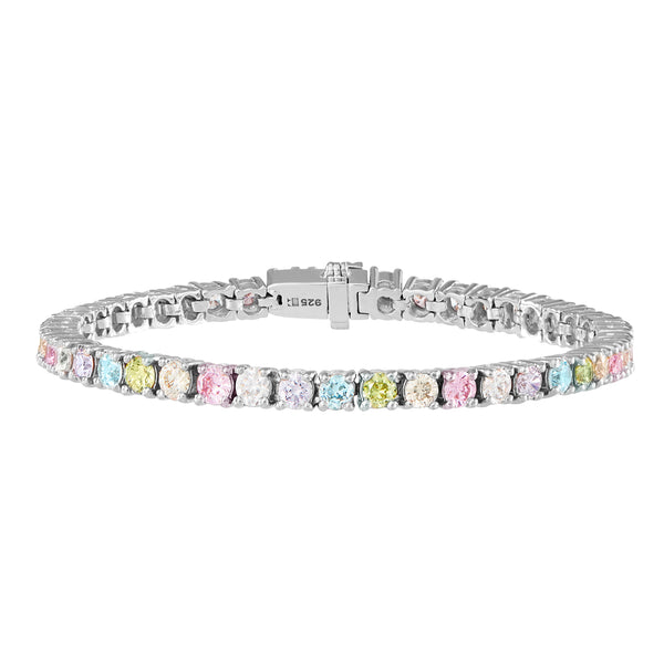 Silver Pastel Rainbow Tennis Bracelet