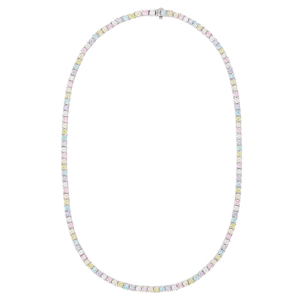 Silver Pastel Rainbow Tennis Necklace