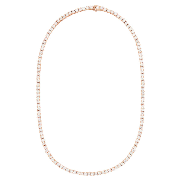 A Rose Gold 42cm Tennis Necklace, embellished in White circular Cubic Zirconia Stones. 