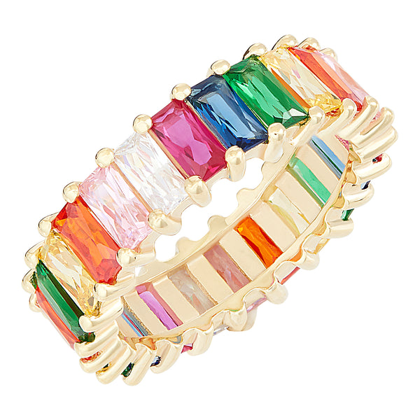 Rainbow emerald cut outlet ring
