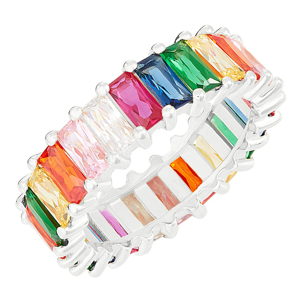 Rainbow emerald cut ring on sale