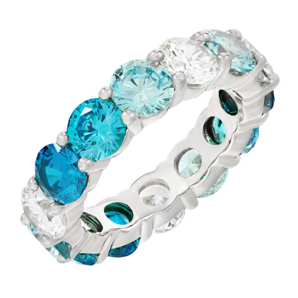 Silver Ombre Ring with Blue Stones