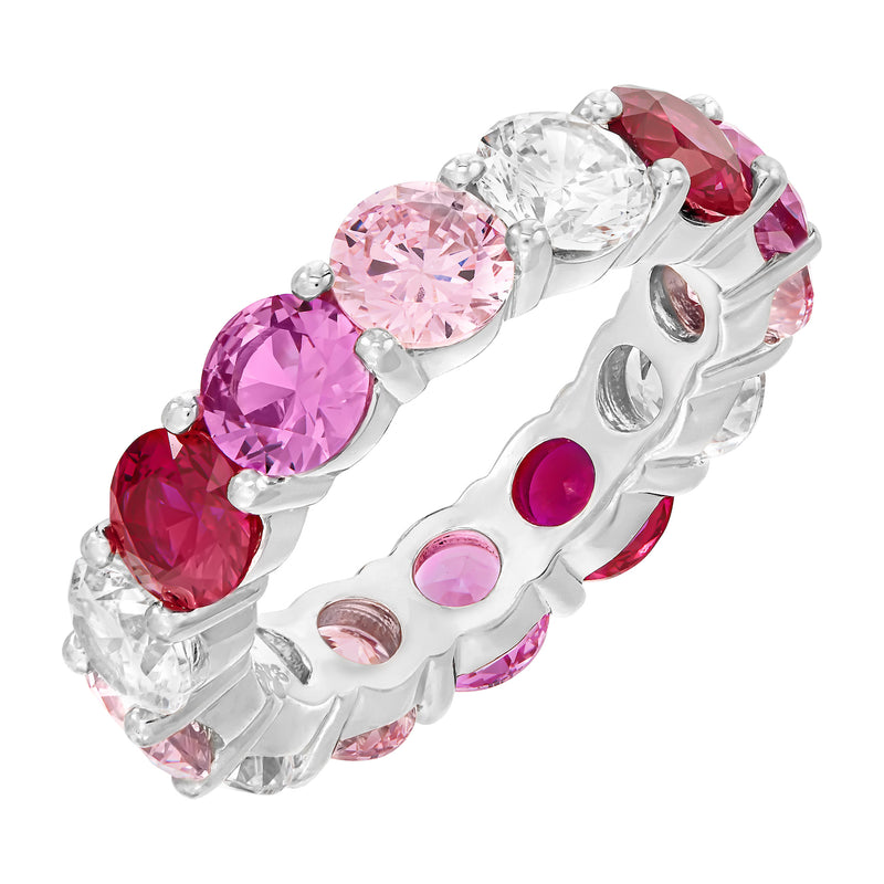 Silver Ombre Ring with Pink Stones