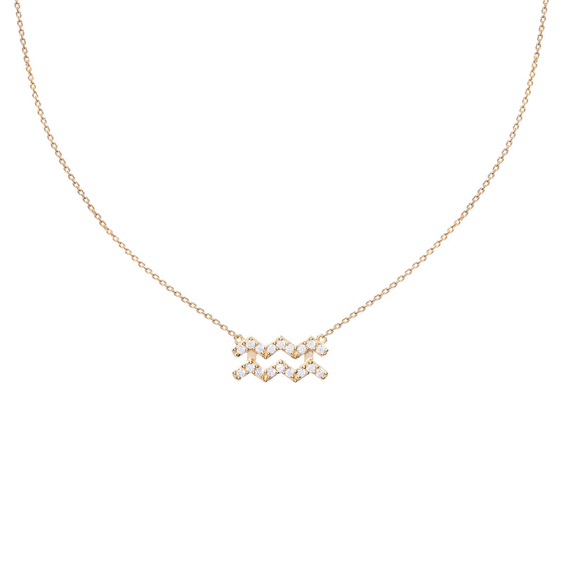 Aquarius Zodiac Gold Symbol Necklace