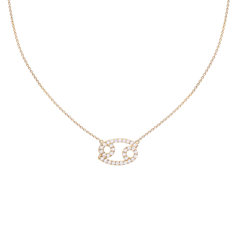 Cancer Zodiac Gold Symbol Necklace