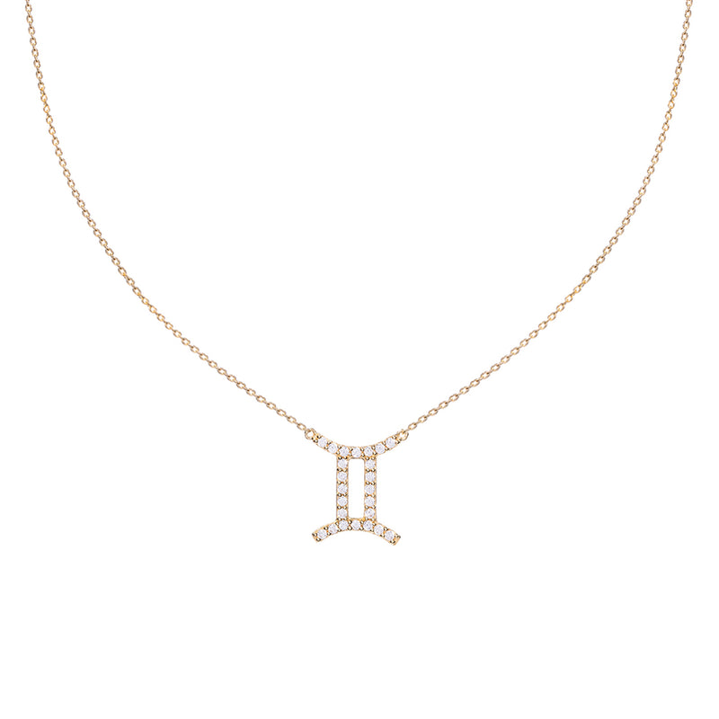 Gemini Zodiac Gold Symbol Necklace