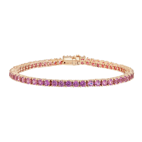 Rose Gold Tennis Bracelet with Pink Stones