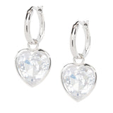 Silver Heart Stone Charm Hoops