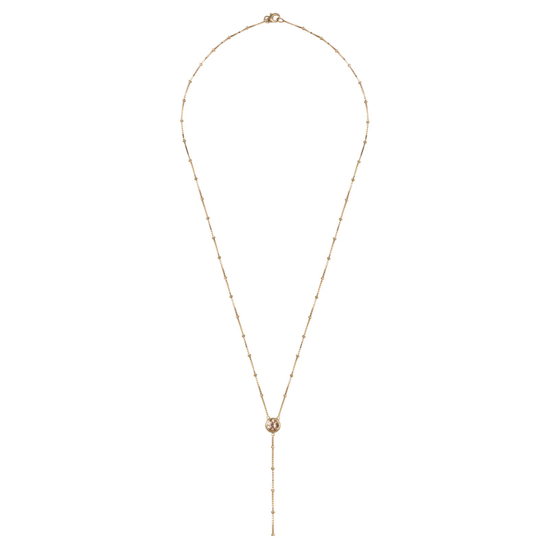 Gold Dot Chain Necklace with Champagne Stones