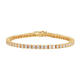 Gold tennis bracelet with white cubic zirconia stones, Rosie Fortescue Jewellery London