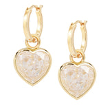 Gold Heart Stone Charm Hoops