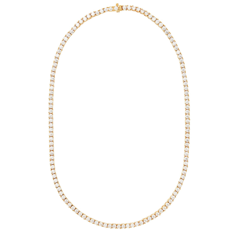 Gold Tennis Necklace with White Stones