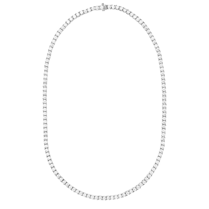 Silver Tennis Necklace with White Stones