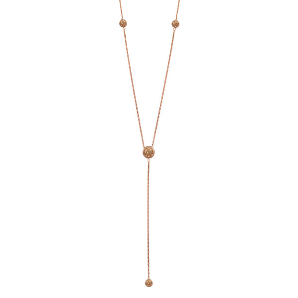Rose Gold Deep V Necklace with Champagne Stones