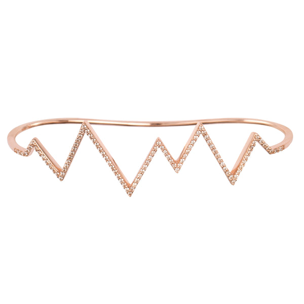 Rose Gold Heartbeat Hand Cuff with Champagne Stones