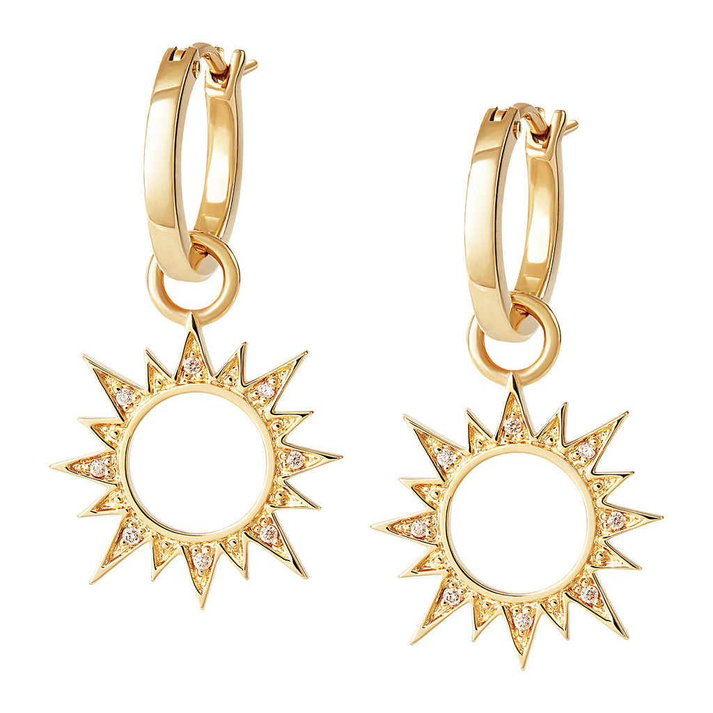 Sun Charm Hoops – Rosie Fortescue Jewellery