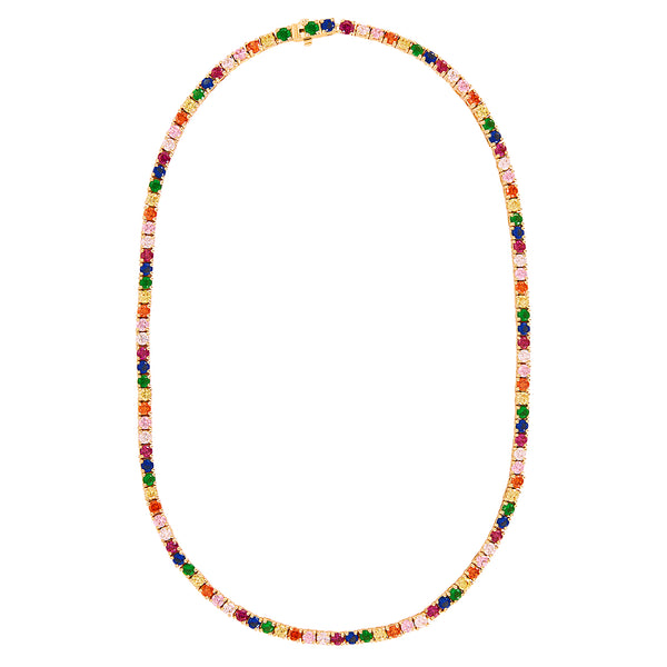 Gold Rainbow Tennis Necklace