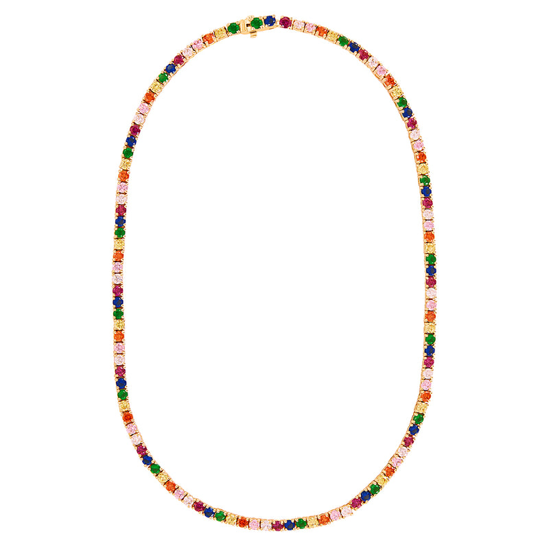 Gold Rainbow Tennis Necklace